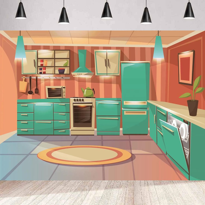 Kitchen Baking Cupboard - Fotoğraf Arka Planı Karikatür Mutfak Yemek