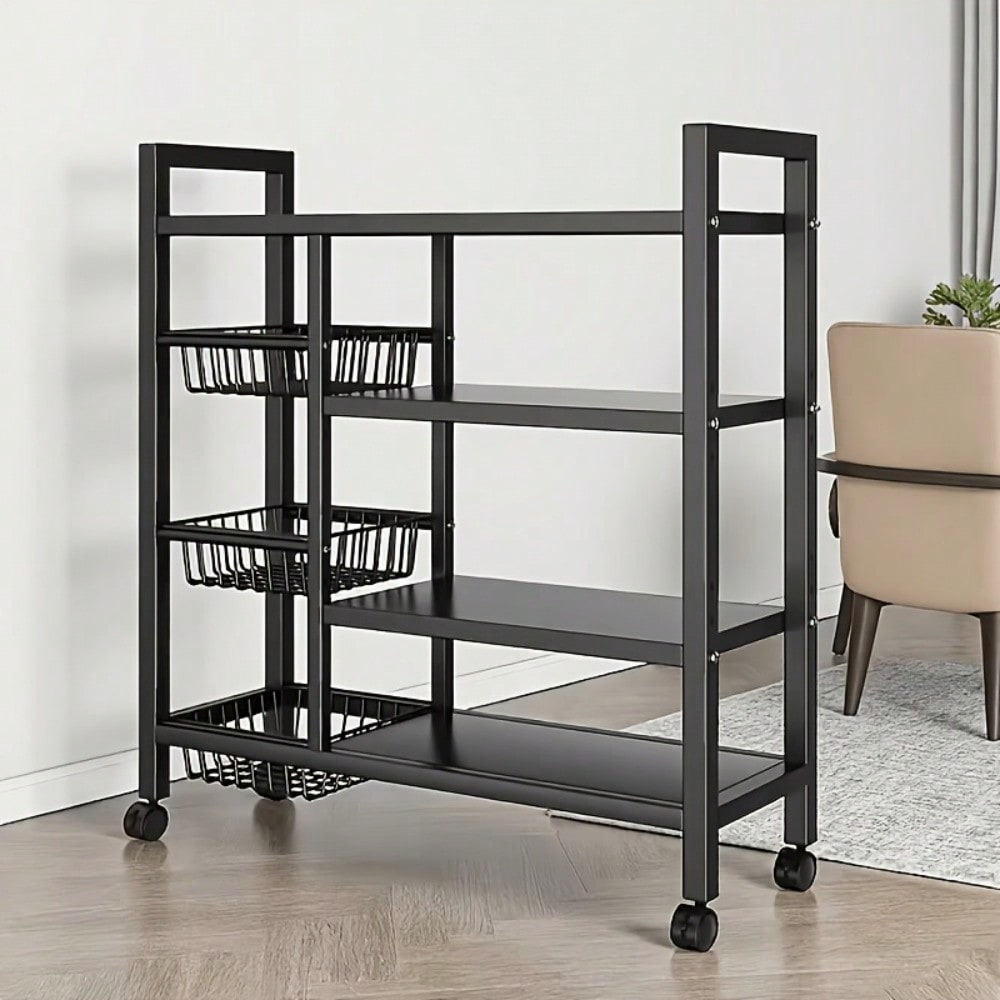 Kitchen Baking Pantry - Hareketli Mutfak Depolama Rafı, Geniş Metal