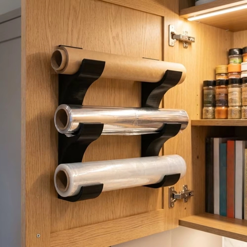 Kitchen Cabinet Baking Organizer - Mutfak Kağıdı Tutucu, 3 Katlı, Plastik