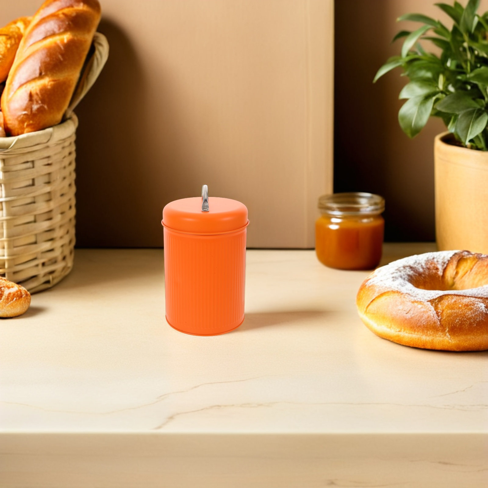 Kitchen Baking Pantry - Hava Geçirmez Kurabiye Kavanozu, Turuncu Renk,