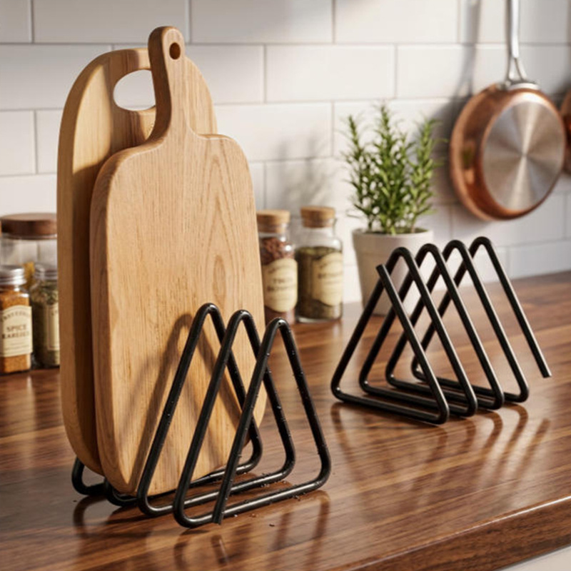 Kitchen Cabinet Baking Organizer - Üçgen Kesme Tahtası Saklama Rafı Yerden
