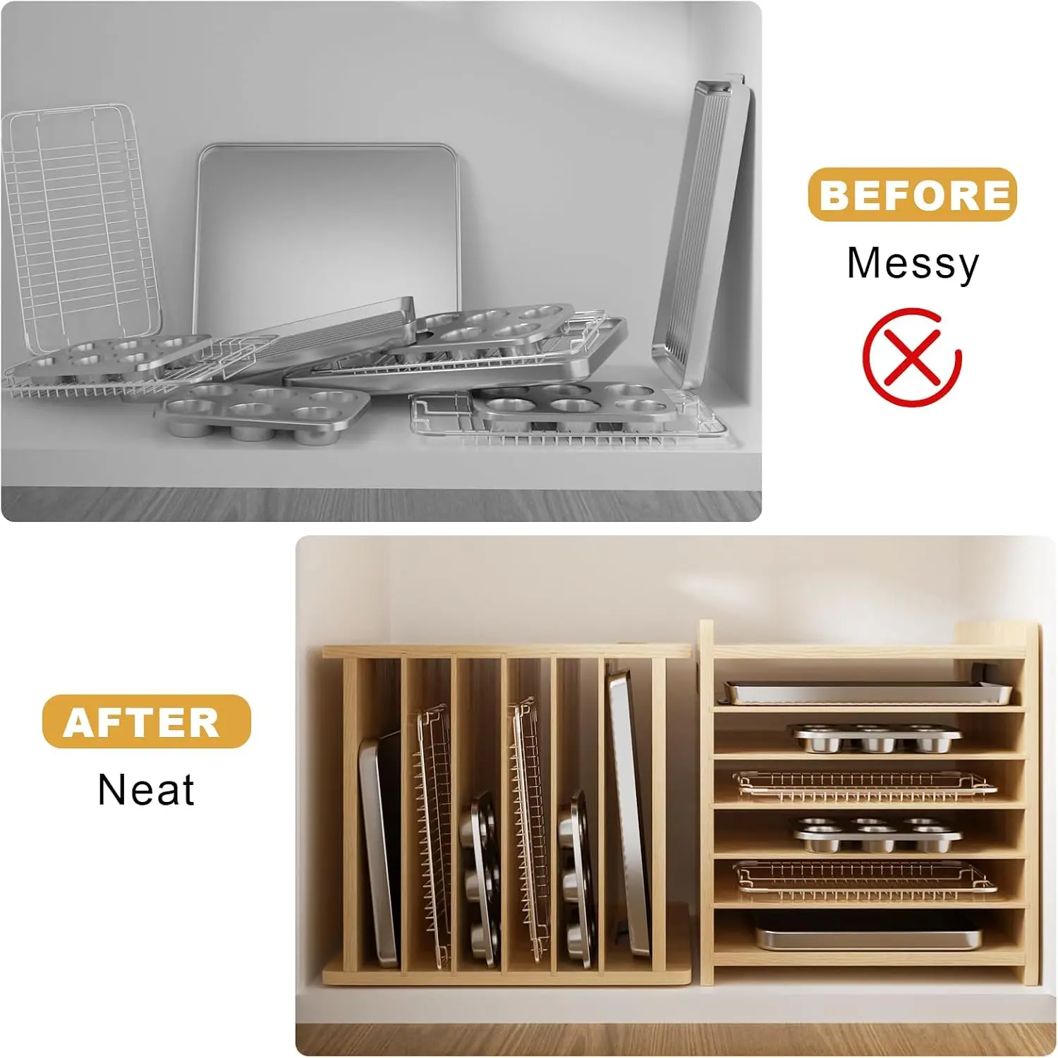 7 Katmanlı Ahşap Tepsi Bölücül - Kitchen Cabinet Baking Organizer incelemesi ve fiyatı