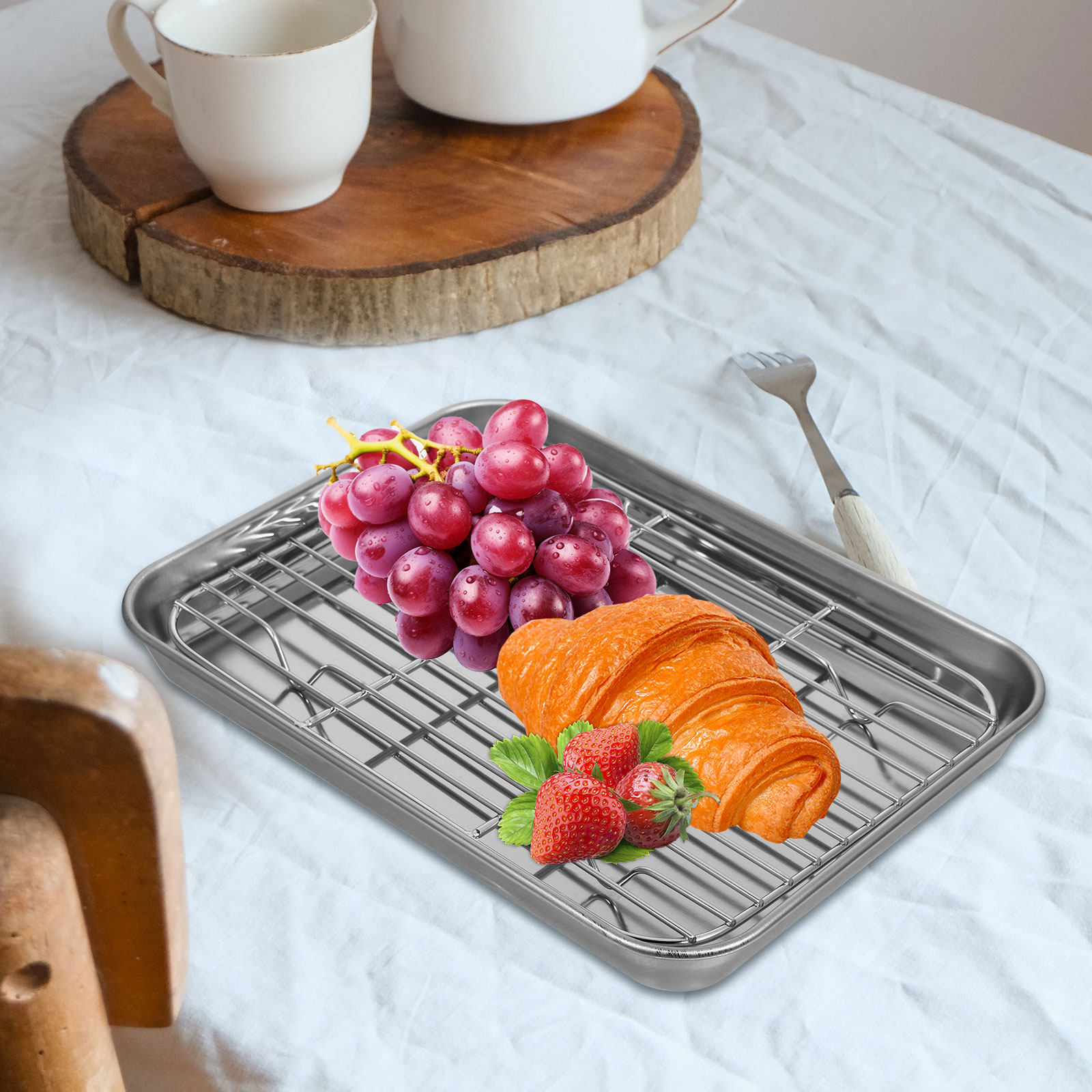 Paslanmaz Çelikten Yapılmış 2  - Kitchen Baking Pan Storage incelemesi ve fiyatı